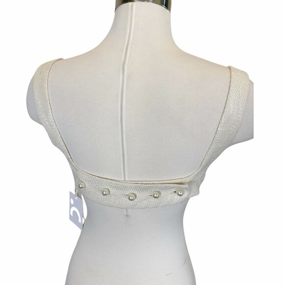 Commense Tweed Crop Tank Pearl Buttons NWT Sz S - Picture 7 of 8